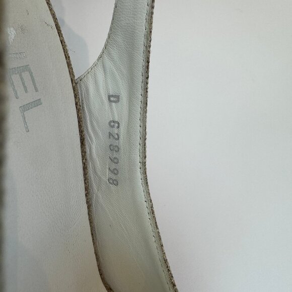 Chanel Beige Canvas and Black Leather Peep Toe Platform Slingbacks, Size 41 - Picture 9 of 14